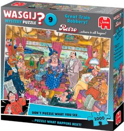 WASGIJ MYSTERY RETRO NO 9 BLEU CASSE-TÊTE 1000 PIÈCES - LE SUPER CAMBRIOLAGE DU TRAIN ! #70-00504